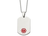 Mens Stainless Steel Medical ID Dog tag Pendant Necklace with Chain (24 Inches)